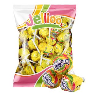 Jellioo Super Gum Lollipop Lemon Økonomipakke