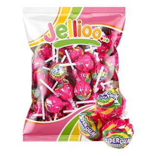 Jellioo Super Gum Lollipop Strawberry Økonomipakke