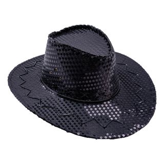 Sort Cowboyhat med Pailletter