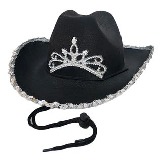 Sort Cowboyhat med Tiara