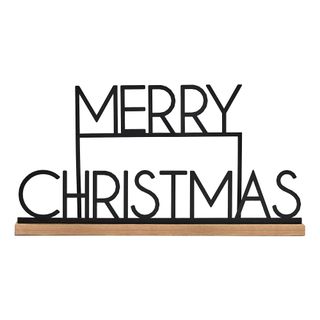 Sort Metalskilt Merry Christmas