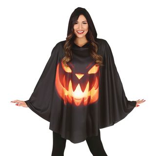 Sort Poncho Halloweengræskar