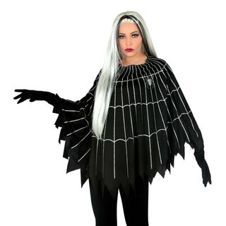 Sort Poncho med Spindelvæv