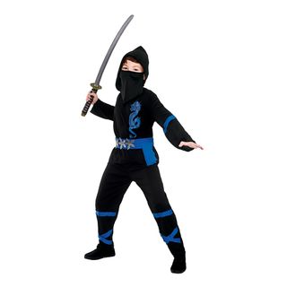 Sort/Blå Power Ninja Børnekostume
