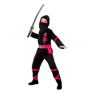 Sort/Lyserød Power Ninja Børnekostume