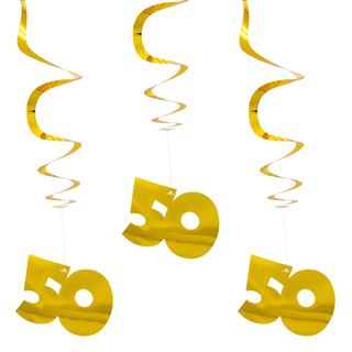 Swirls 50 Guld Hængende Dekoration