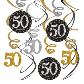 Swirls 50 Guld/Sølv Hængende Dekoration