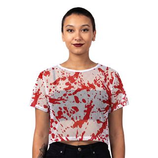 T-shirt i Mesh Blodig Dam