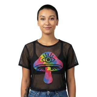 Mesh T-shirt Shrooms Dame