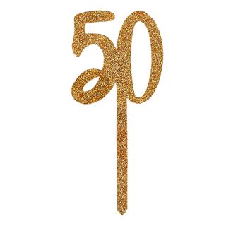 Kagedekoration 50 Guld i Akryl