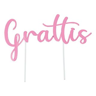 Kagedekoration "Grattis" Lyserød