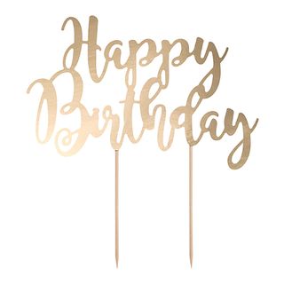 Lagekagedekoration Happy Birthday Guld