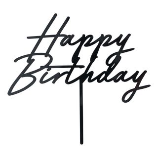 Kagedekoration Happy Birthday i akryl