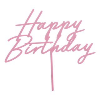 Kagedekoration Happy Birthday Lyserød