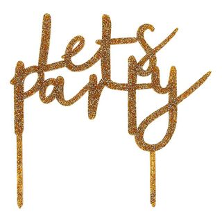 Kagedekoration Let's Party Guld i Akryl