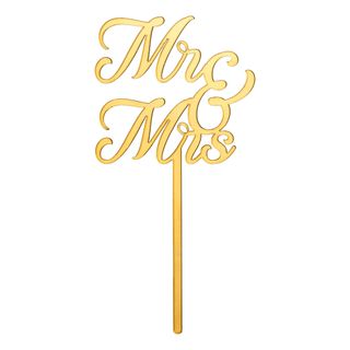 Kagedekoration Mr & Mrs Guld i Akryl