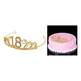 Kagedekoration Tiara Tal i Metal Guld