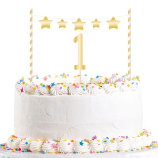 Kagedekorationer 1-års Fødselsdag Guld