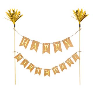 Kagevimpel Happy Birthday Guld