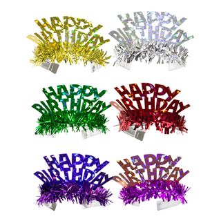 Tiara Happy Birthday Holografiske Flerfarvede