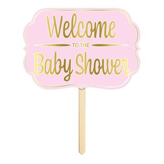 Haveskilt Welcome To The Babyshower Lyserød