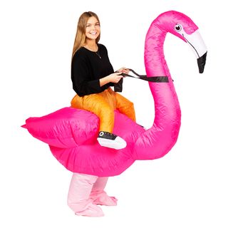 Oppustelig Ridende Flamingo Kostume