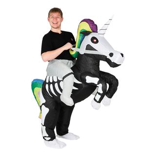 Uppblåsbar Ridande Unicorn Skelett Maskeraddräkt