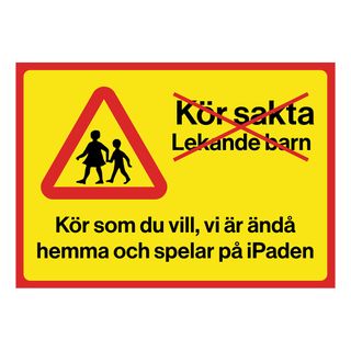 Advarselsskilt Kør Forsigtigt Legende Børn
