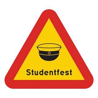 Varningsskylt Studentfest
