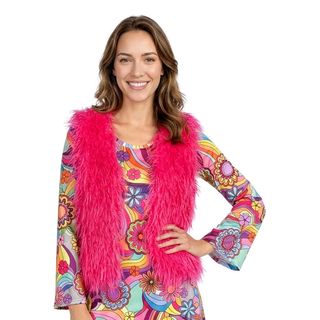 Vest i Fuskepels Neonrosa