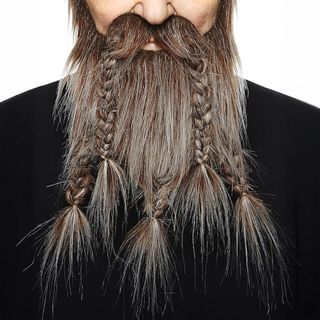 Viking Moustache med Skæg Brun/Grå