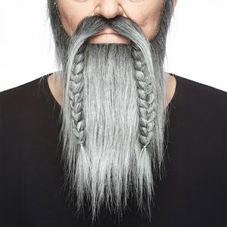 Viking moustache med skæg sort/hvid