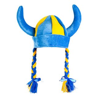 Vikingehjelm Blå/Gul med Fletninger