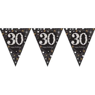 Vimpelguirlande 30 Guld/Sølv Glitter