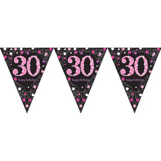 Vimpelguirlande 30 Sort/Lyserød Glitter