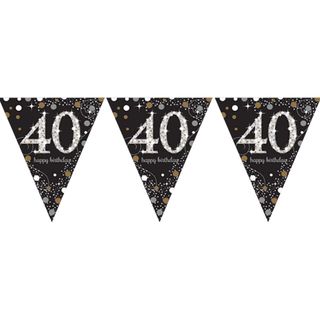 Vimpelguirlande 40 Guld/Sølv Glitter
