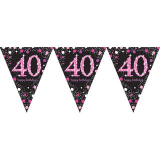 Vimpelguirlande 40 Sort/Lyserød Glitter