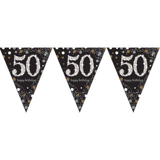 Vimpelguirlande 50 Guld/Sølv Glitter