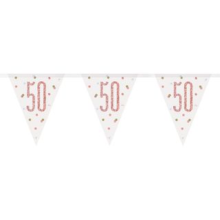 Vimpelguirlande 50 Hvid/Rosaguld
