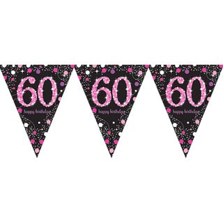 Vimpelguirlande 60 Sort/Lyserød Glitter