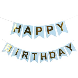 Vimpelguirlande Happy Birthday Lyseblå