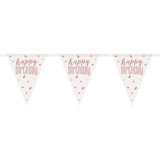 Vimpelguirlande Happy Birthday Rosaguld