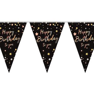 Vimpelgirlang Happy Birthday Svart