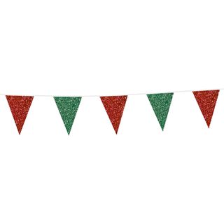 Vimpelguirlande Rød/Grøn Glitter