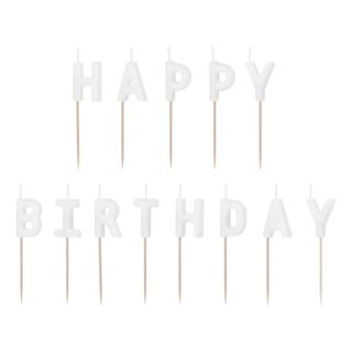 Hvide Kagelys Happy Birthday
