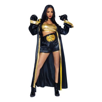 Boxare Dam Svart/Guld Deluxe Maskeraddräkt - Small/Medium