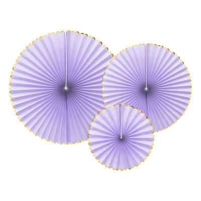 Pappersfjädrar Lila/Guld Pastell - 3-pack