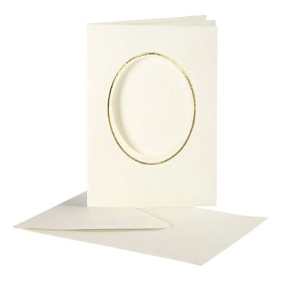 Passepartoutkort med Kuvert Oval Guld - 10-pack