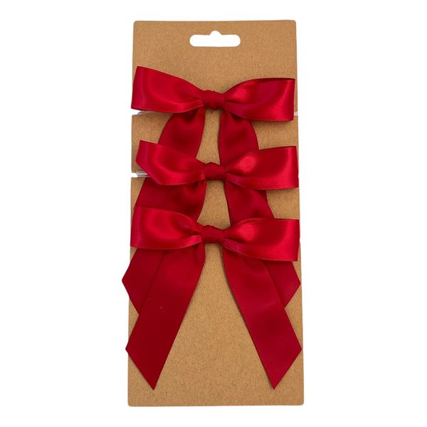 Dekorationsrosetter i Satin Röd - 3-pack