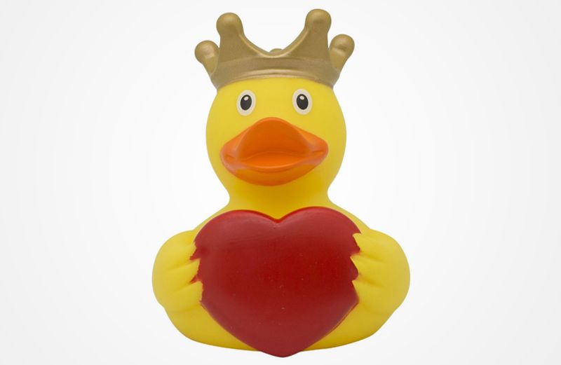 Badeand med hjerteskilt